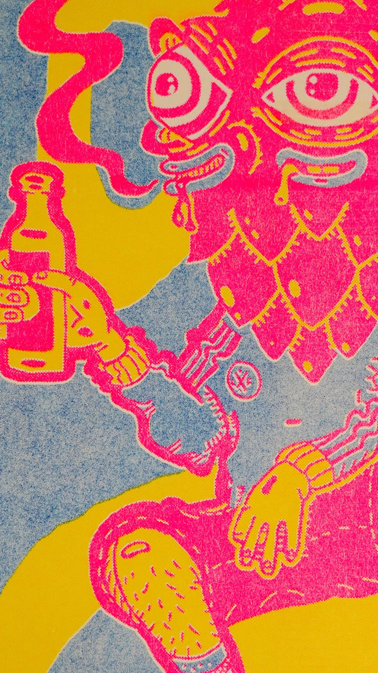 "Hoppy Threesome [Cerveceria Fausto]" - MX Original Risography print (1/13)