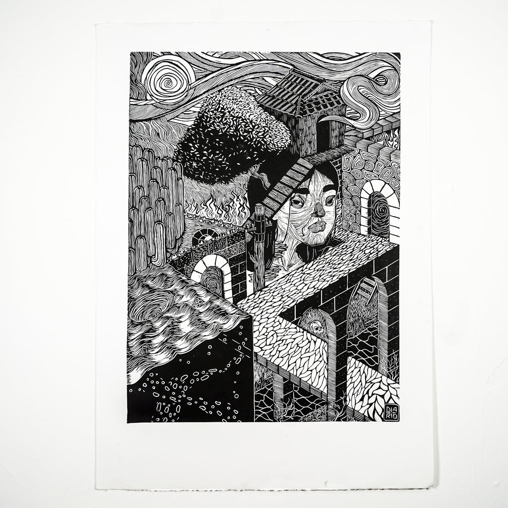 "MI ESPACIO" - MX Original Linocut Print