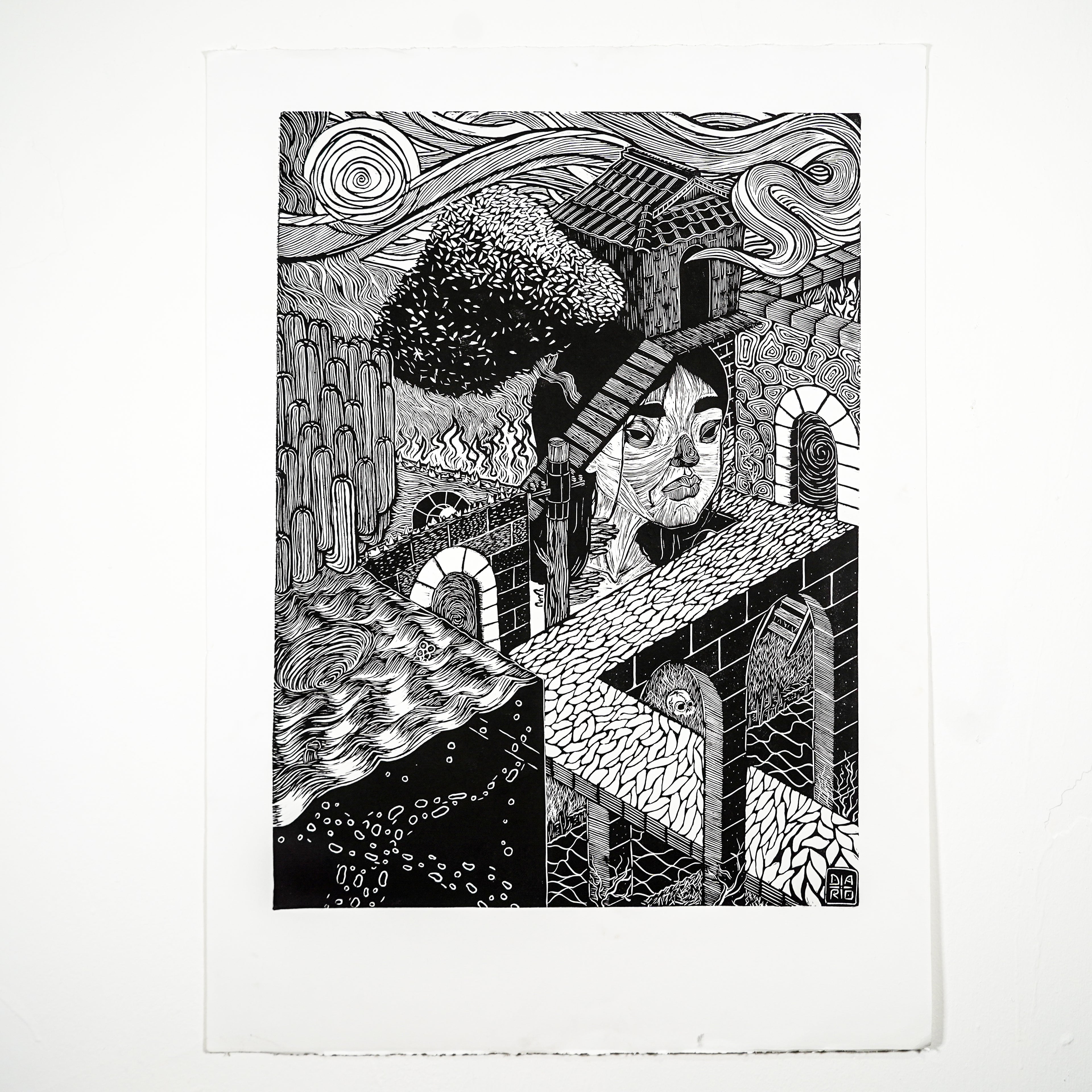 "MI ESPACIO" - MX Original Linocut Print