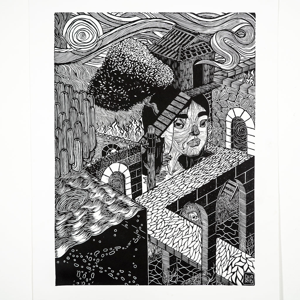 "MI ESPACIO" - MX Original Linocut Print