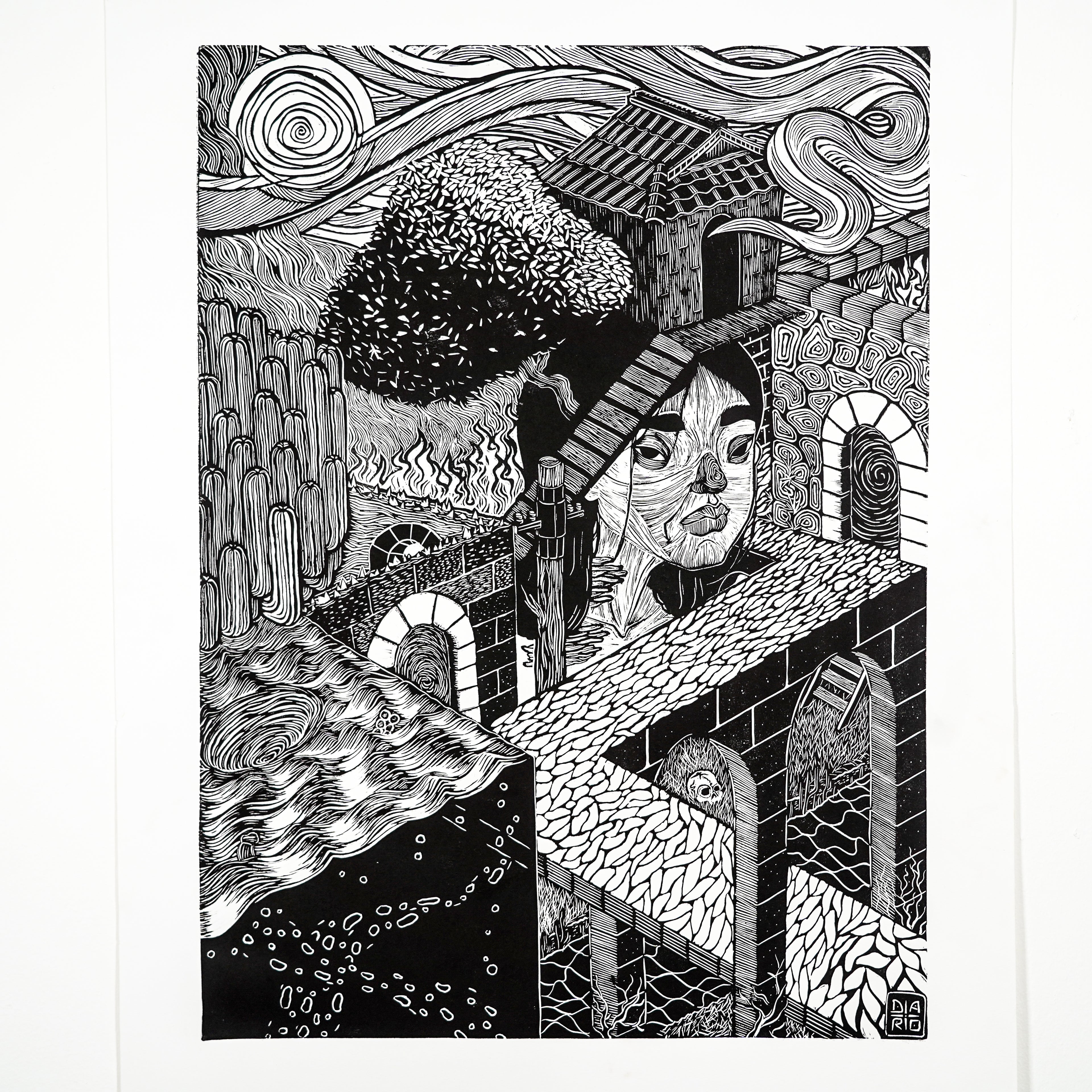 "MI ESPACIO" - MX Original Linocut Print