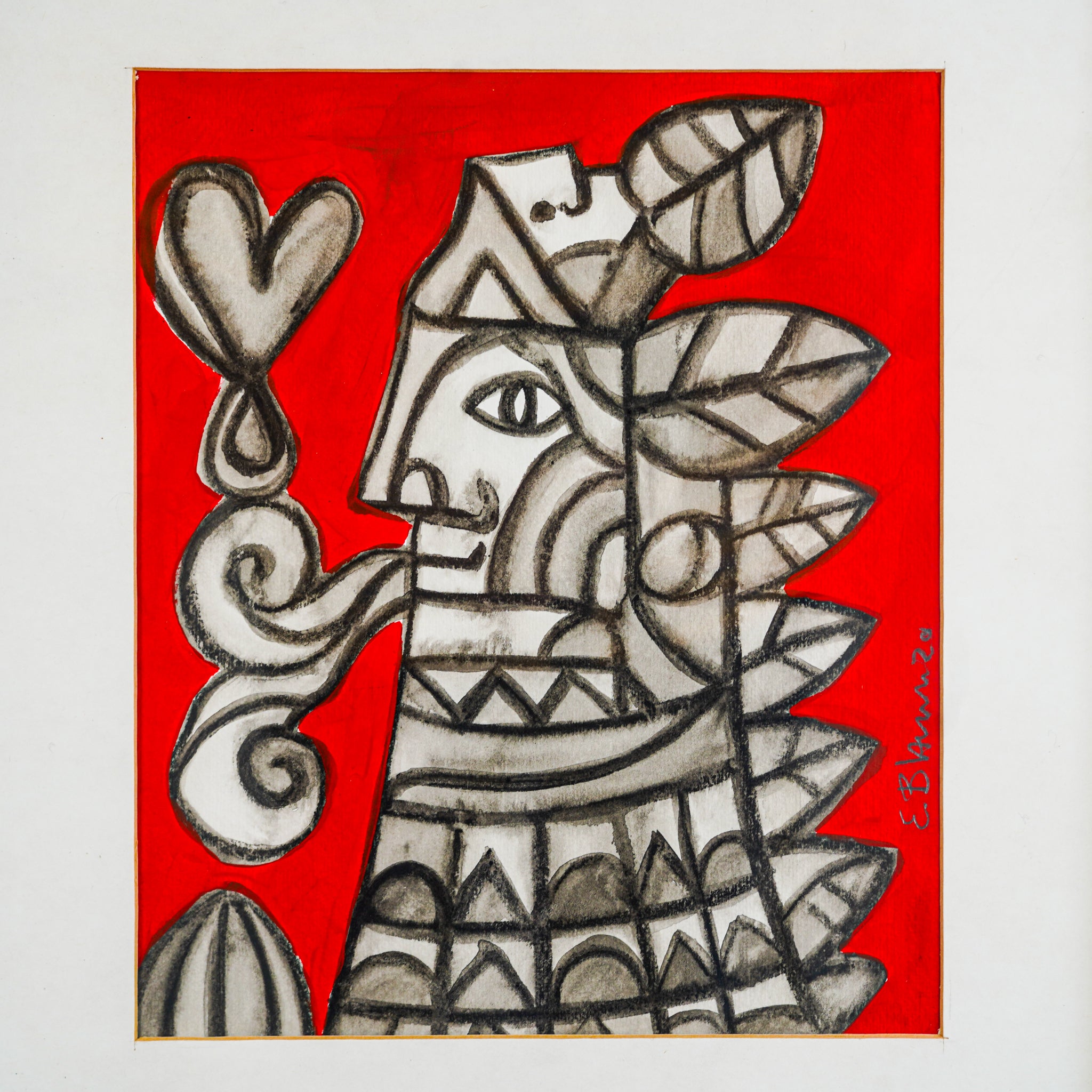 "Mujer sobre rojo" | MX Original Watercolor Painting