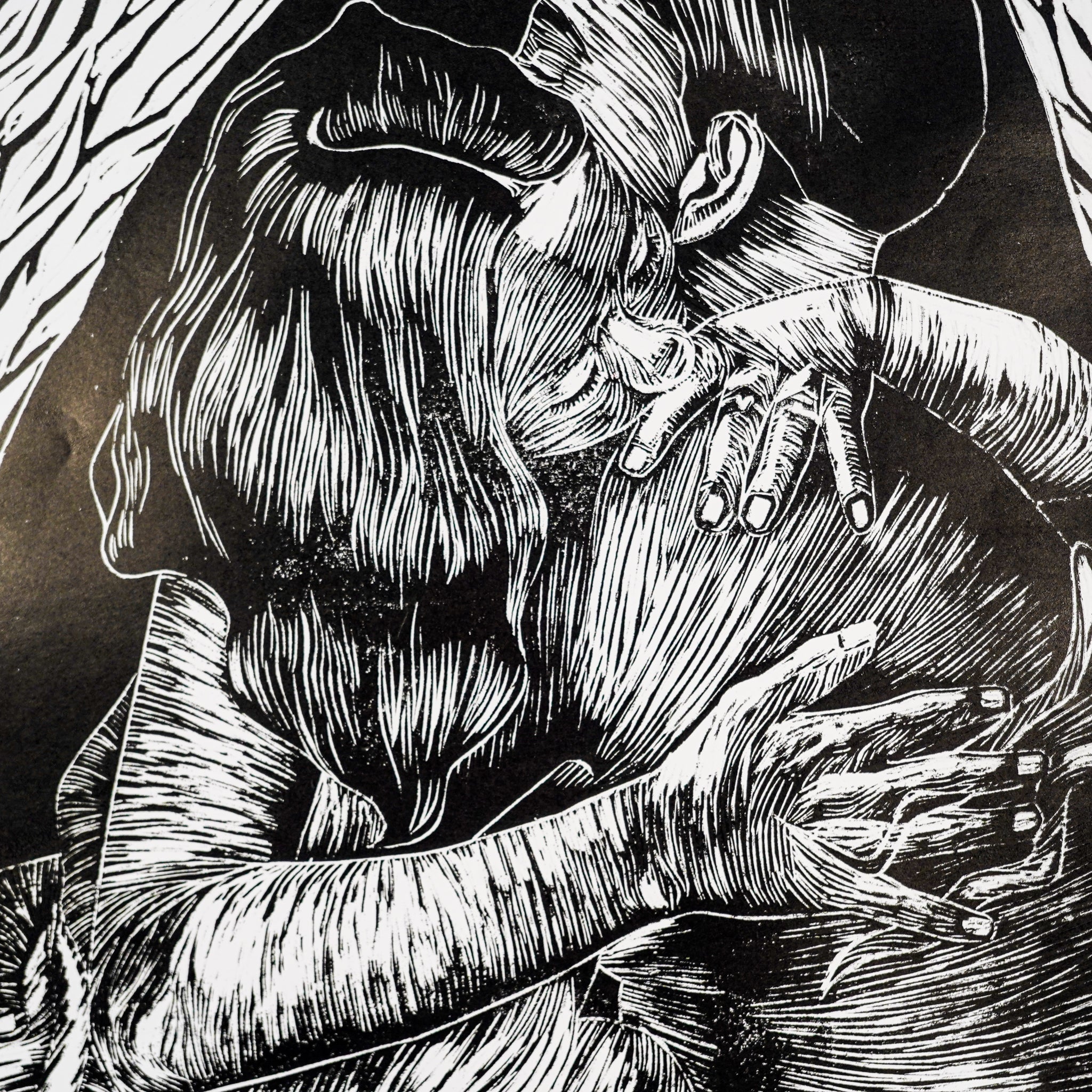 "AQUÍ ESTOY" - MX Original Linocut Print