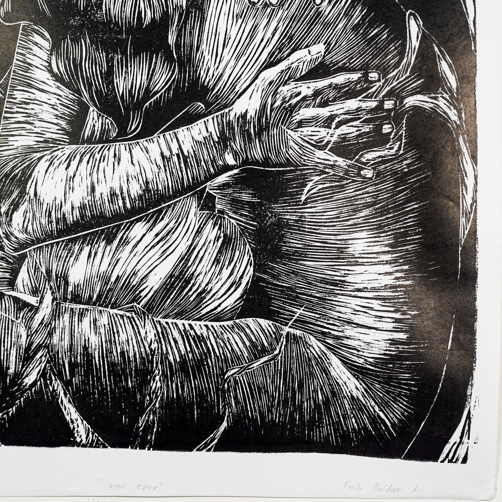 "AQUÍ ESTOY" - MX Original Linocut Print