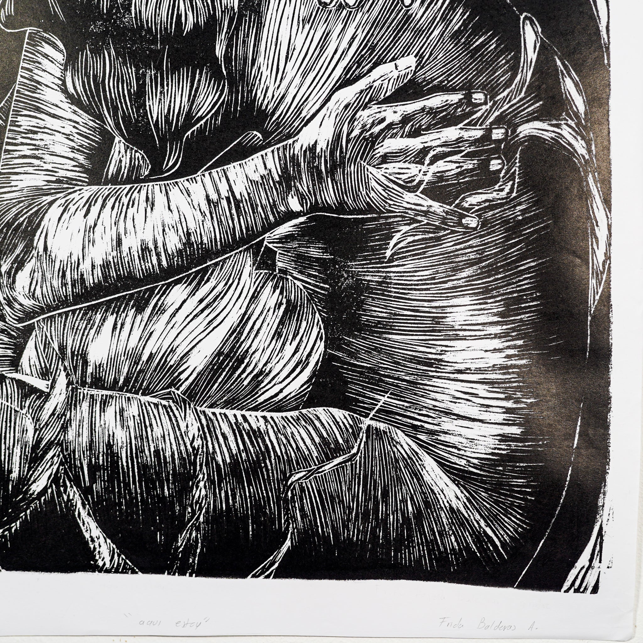 "AQUÍ ESTOY" - MX Original Linocut Print