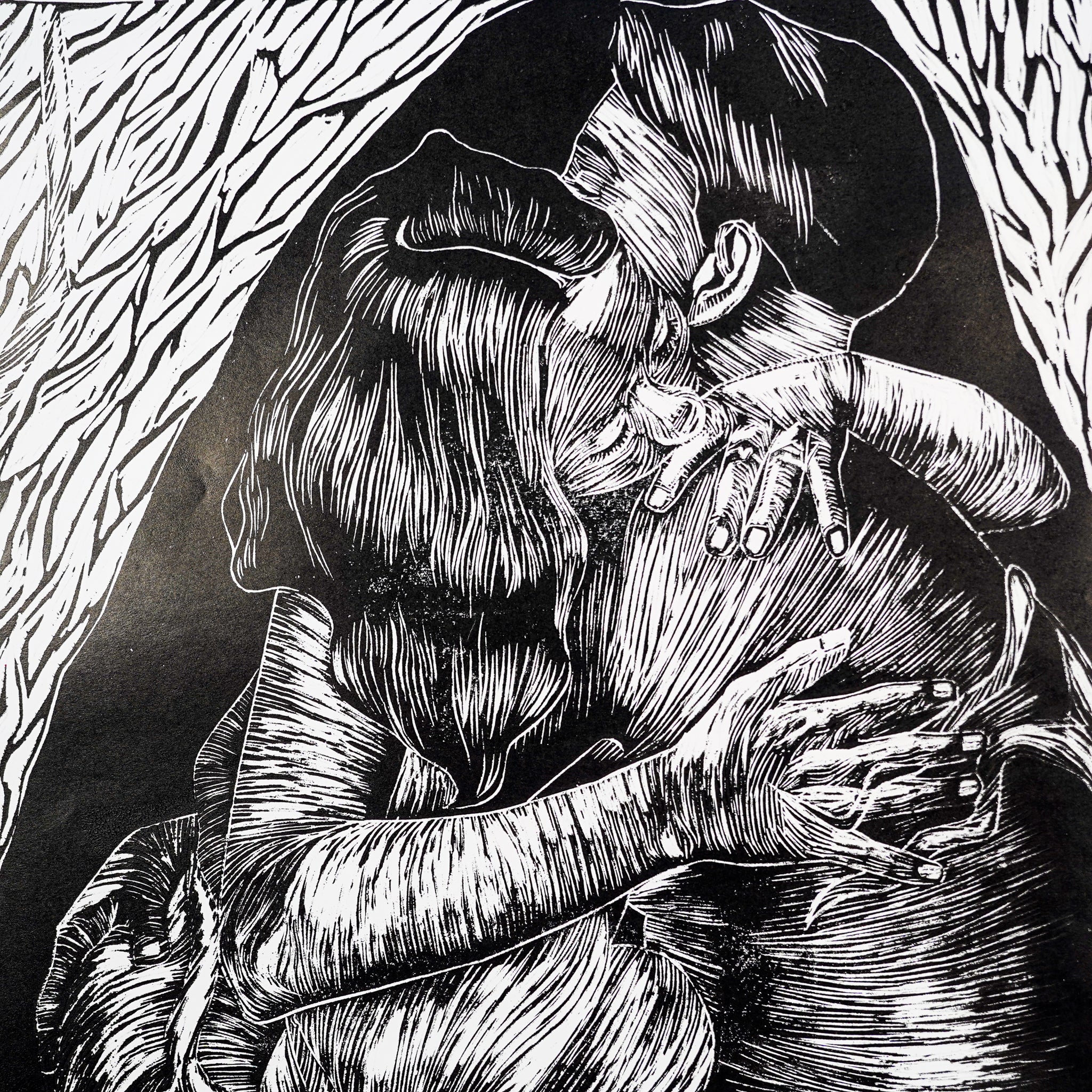 "AQUÍ ESTOY" - MX Original Linocut Print