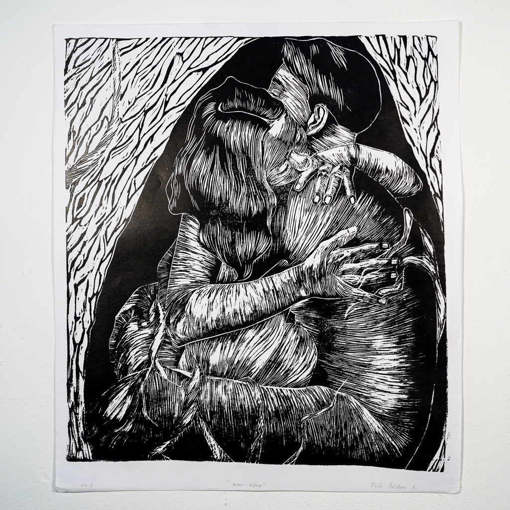 "AQUÍ ESTOY" - MX Original Linocut Print