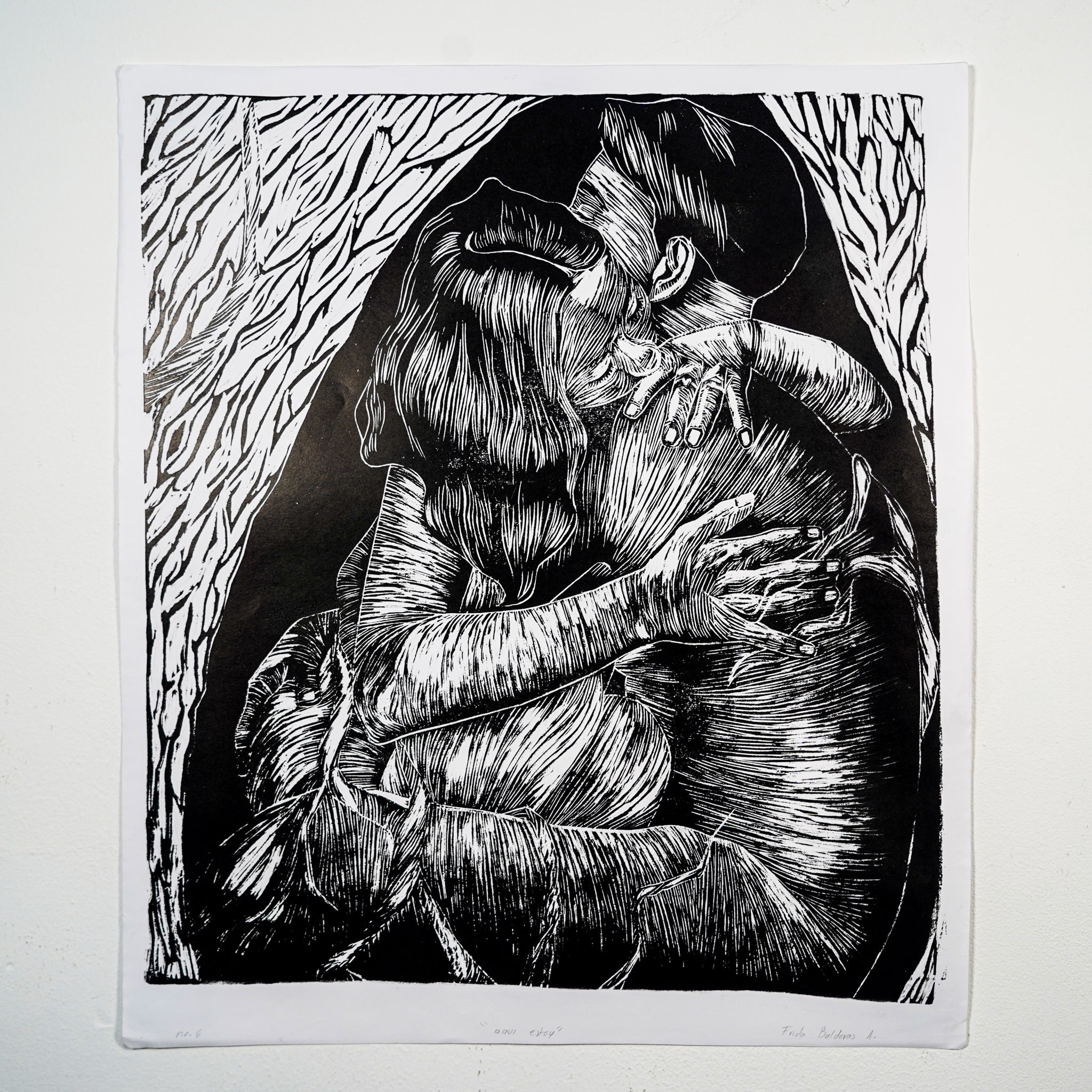 "AQUÍ ESTOY" - MX Original Linocut Print