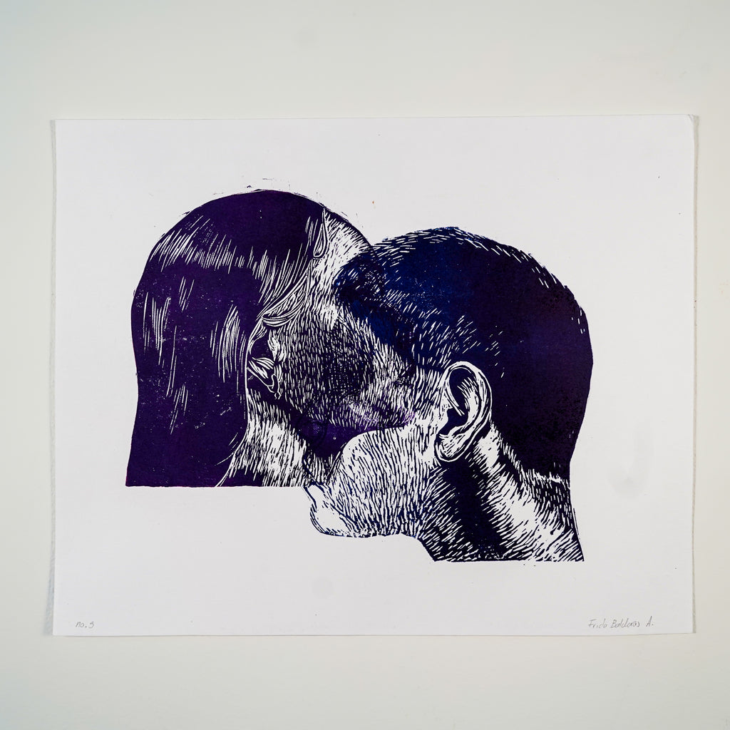 "Y SIGO DANDO VUELTAS A LO MISMO 1" - MX Original Linocut Print