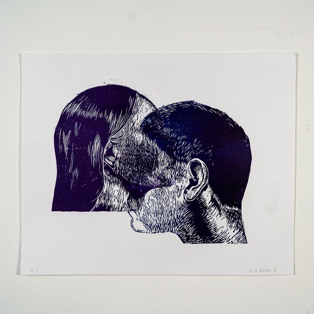 "Y SIGO DANDO VUELTAS A LO MISMO 1" - MX Original Linocut Print