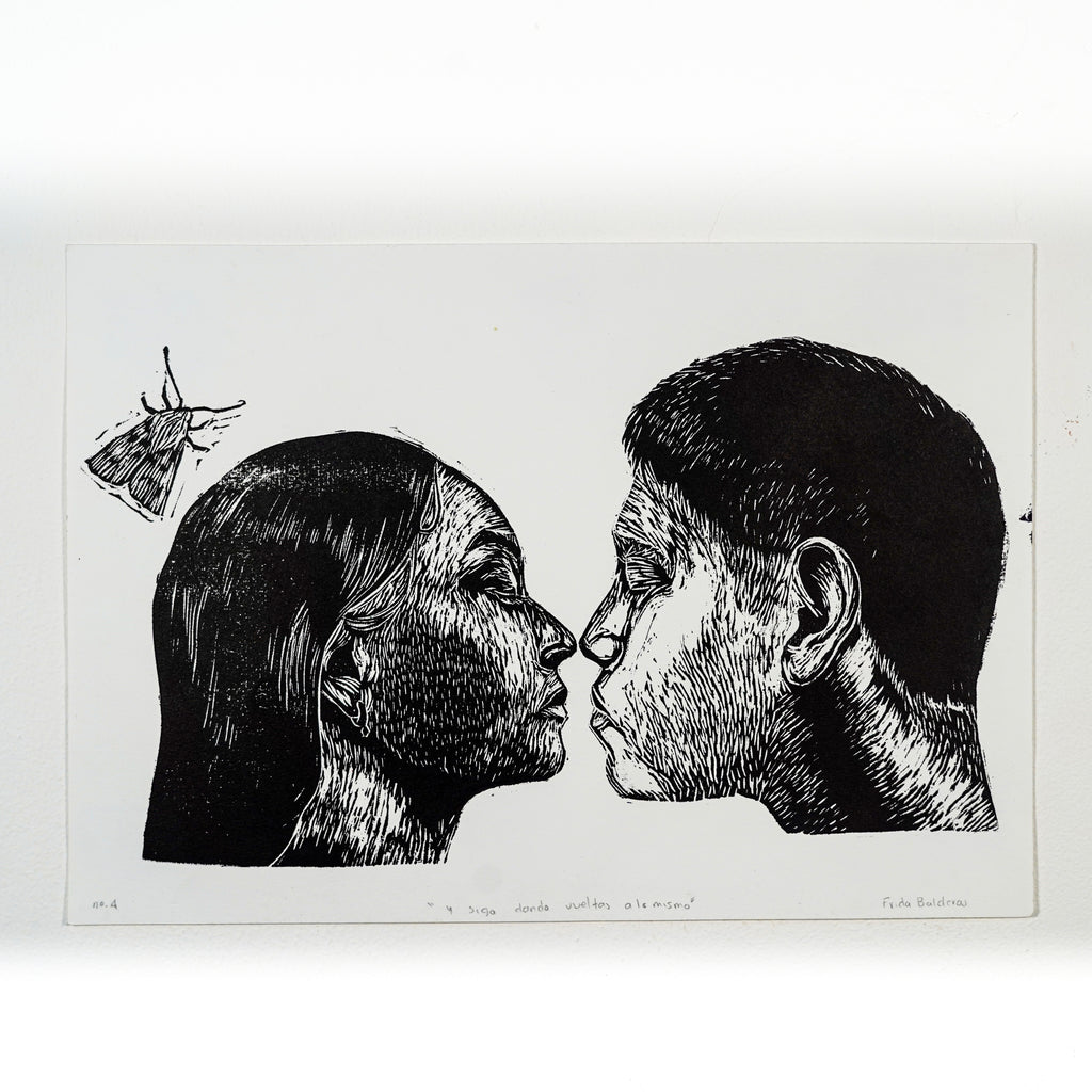 "Y SIGO DANDO VUELTAS A LO MISMO 2" - MX Original Linocut Print (Copia)