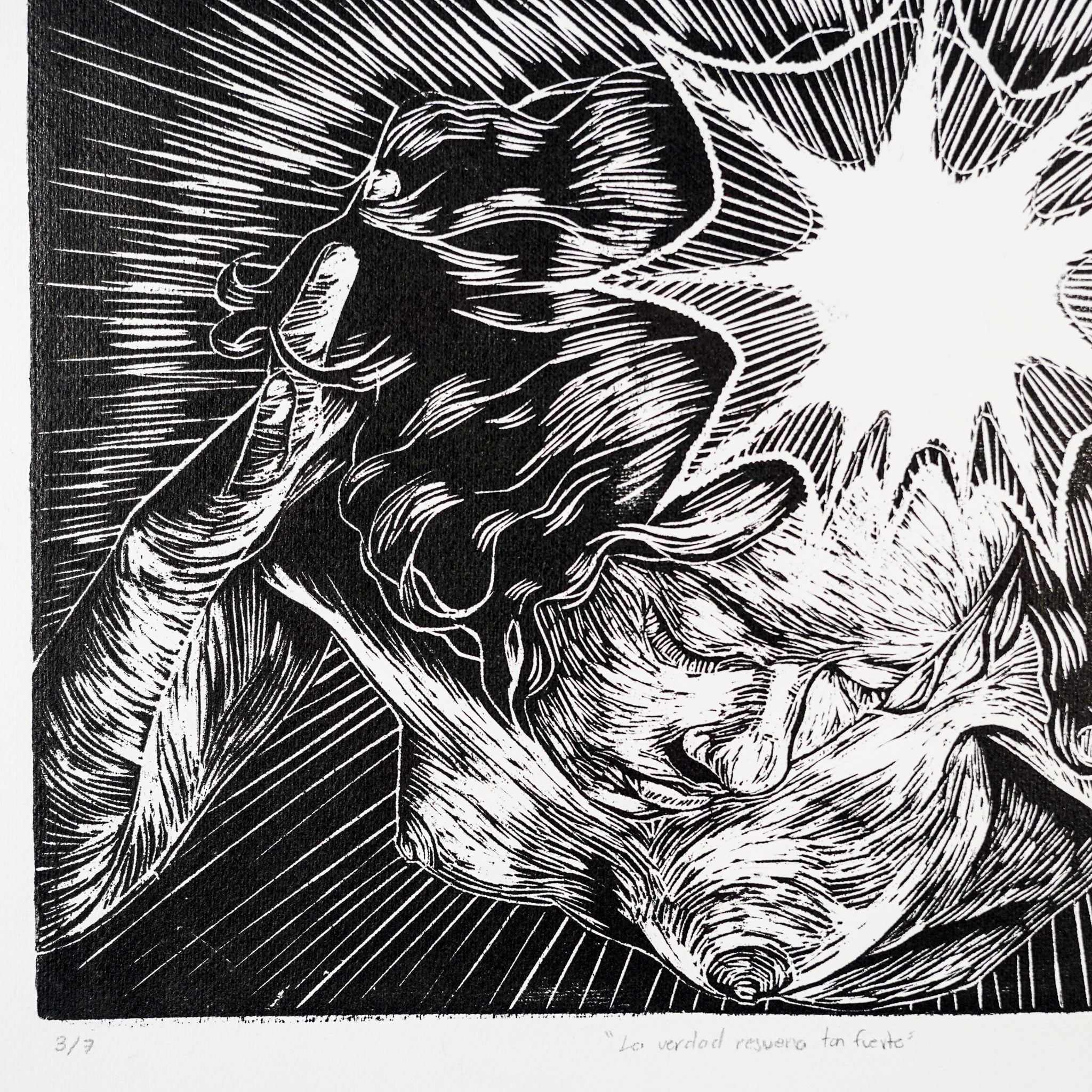 "LA VERDAD RESUENA TAN FUERTE" - MX Original Linocut Print