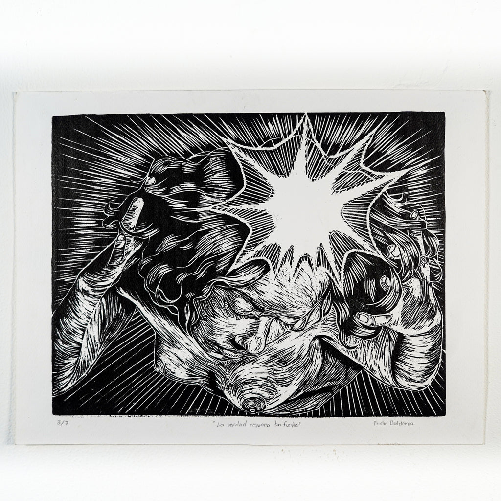 "LA VERDAD RESUENA TAN FUERTE" - MX Original Linocut Print