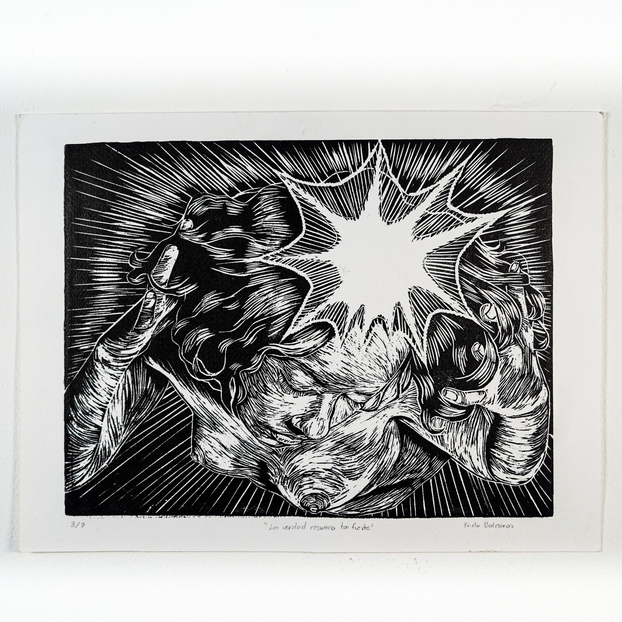 "LA VERDAD RESUENA TAN FUERTE" - MX Original Linocut Print