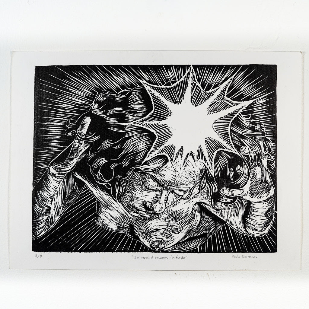 "LA VERDAD RESUENA TAN FUERTE" - MX Original Linocut Print