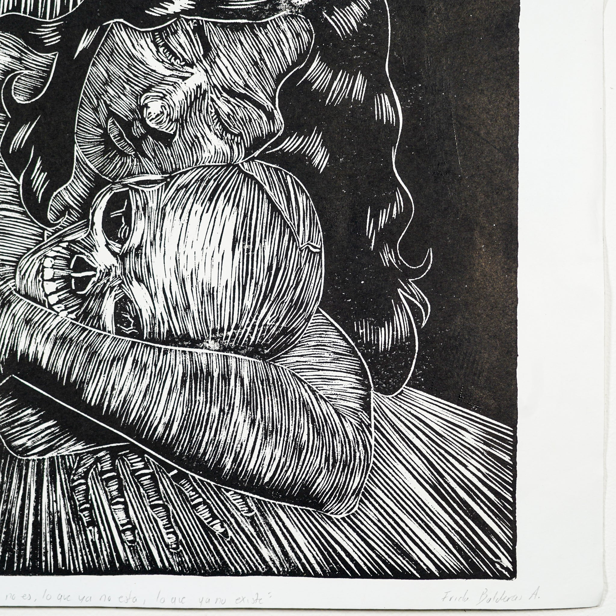 "ABRAZANDO UN MAL RECUERDO" - MX Original Linocut Print