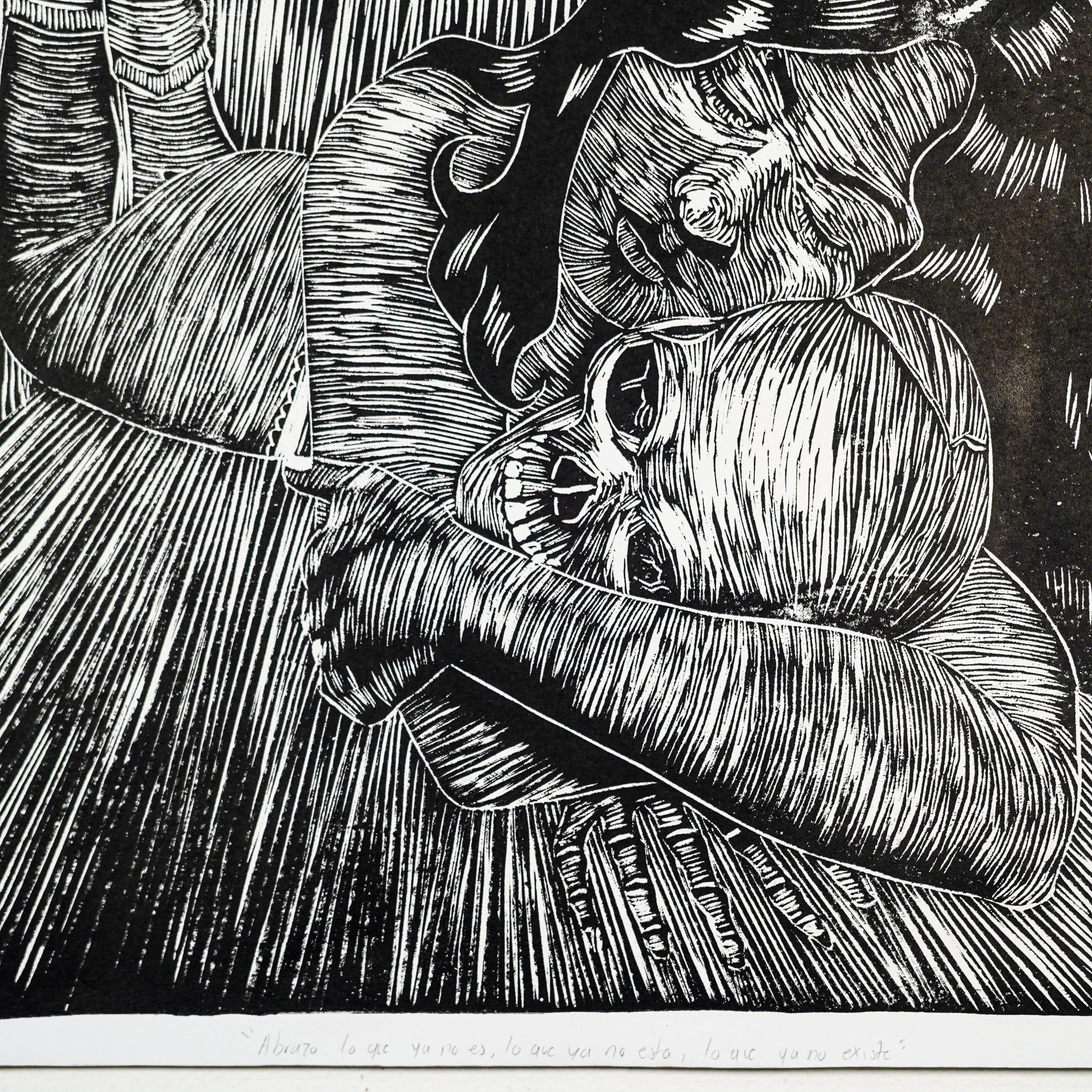 "ABRAZANDO UN MAL RECUERDO" - MX Original Linocut Print