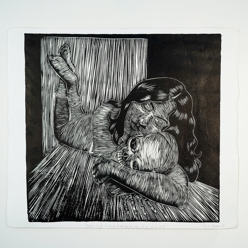 "ABRAZANDO UN MAL RECUERDO" - MX Original Linocut Print