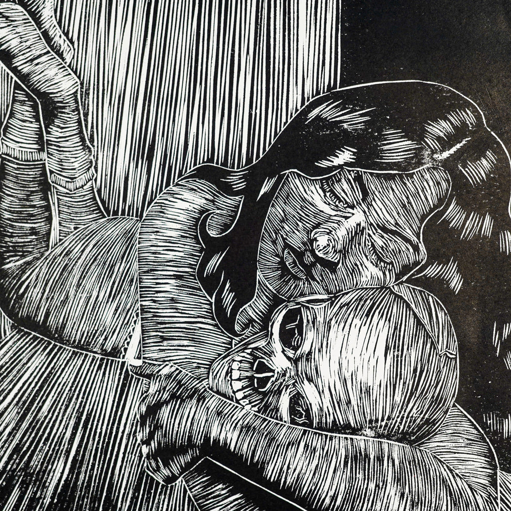 "ABRAZANDO UN MAL RECUERDO" - MX Original Linocut Print