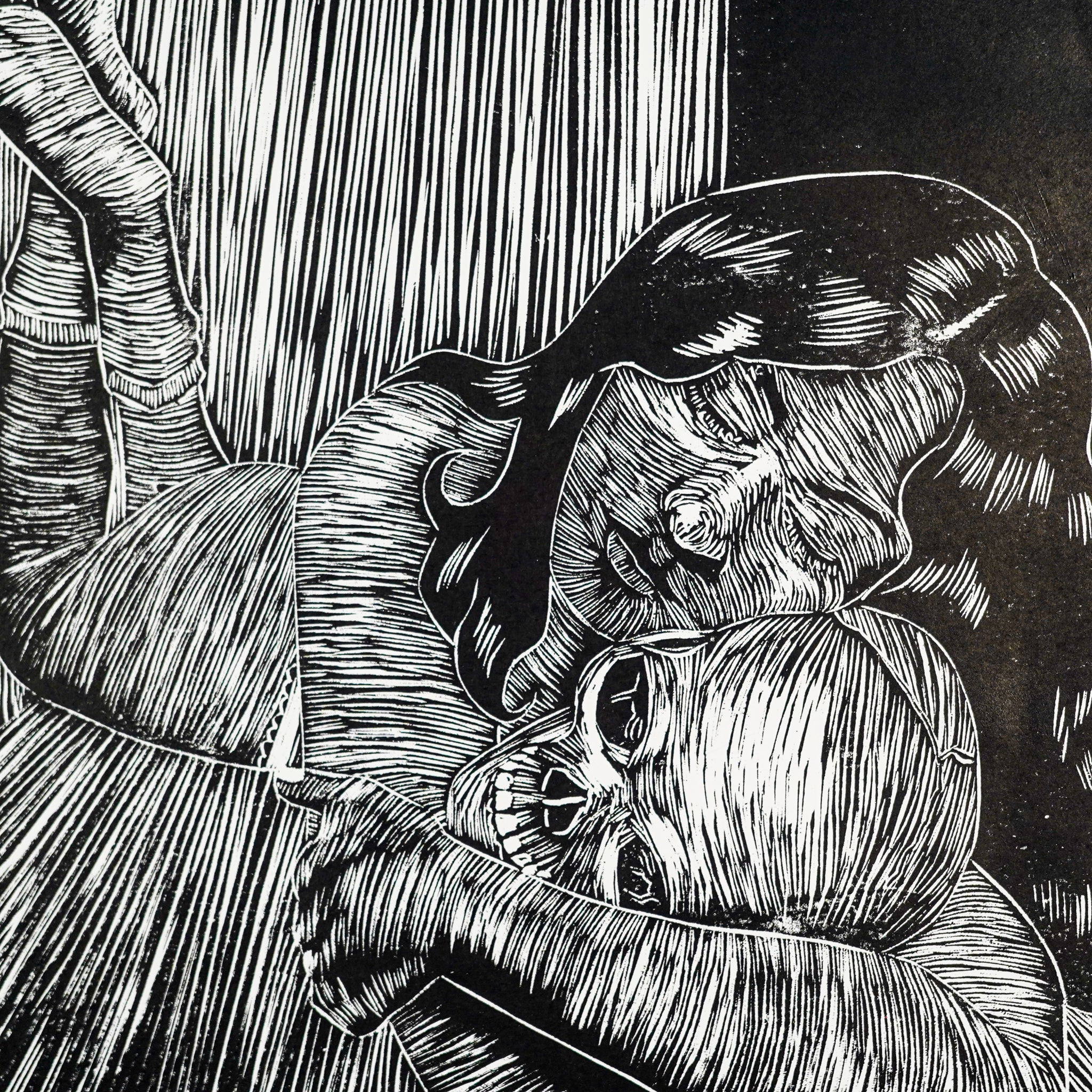 "ABRAZANDO UN MAL RECUERDO" - MX Original Linocut Print