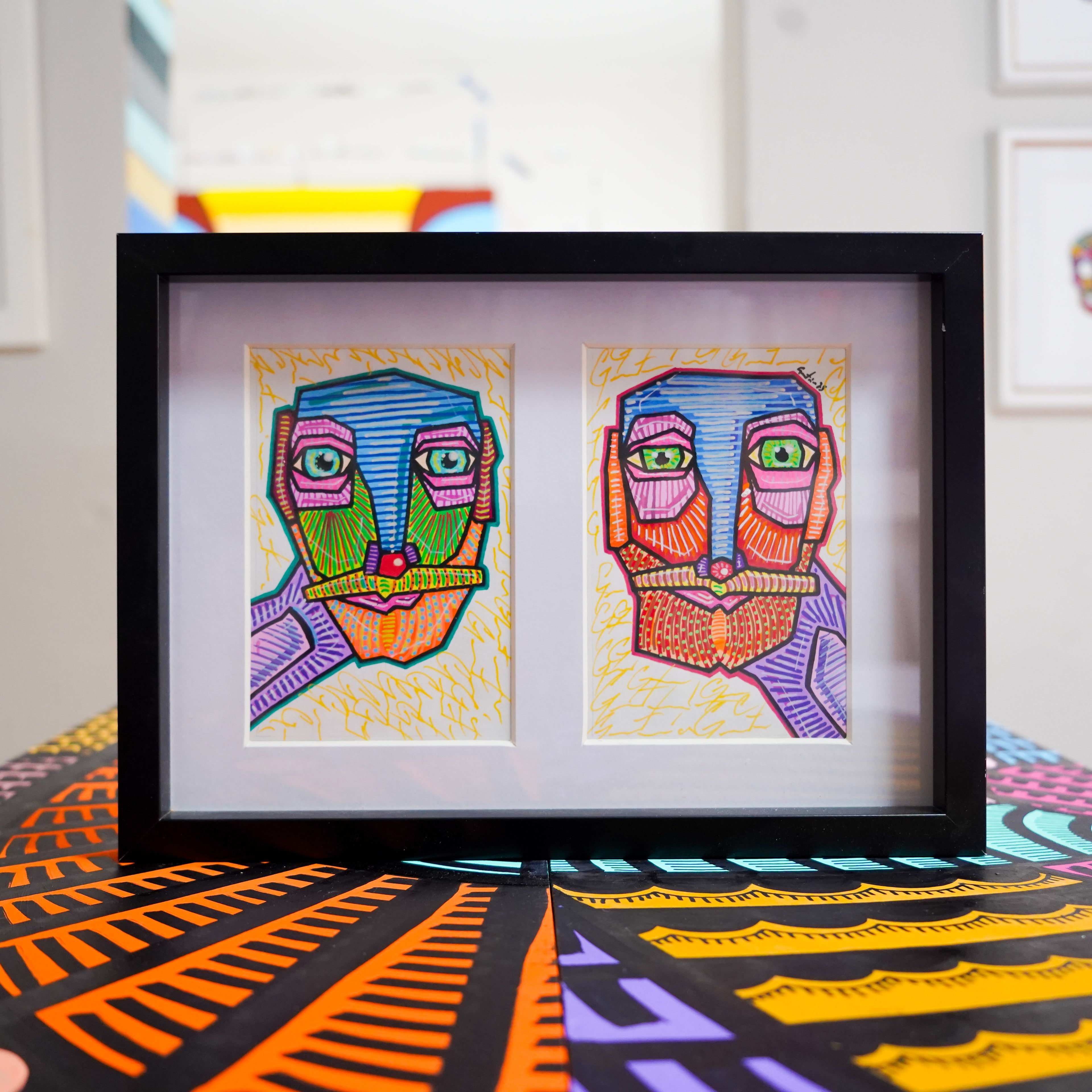 "Doble rostro" - Framed MX Original Painting