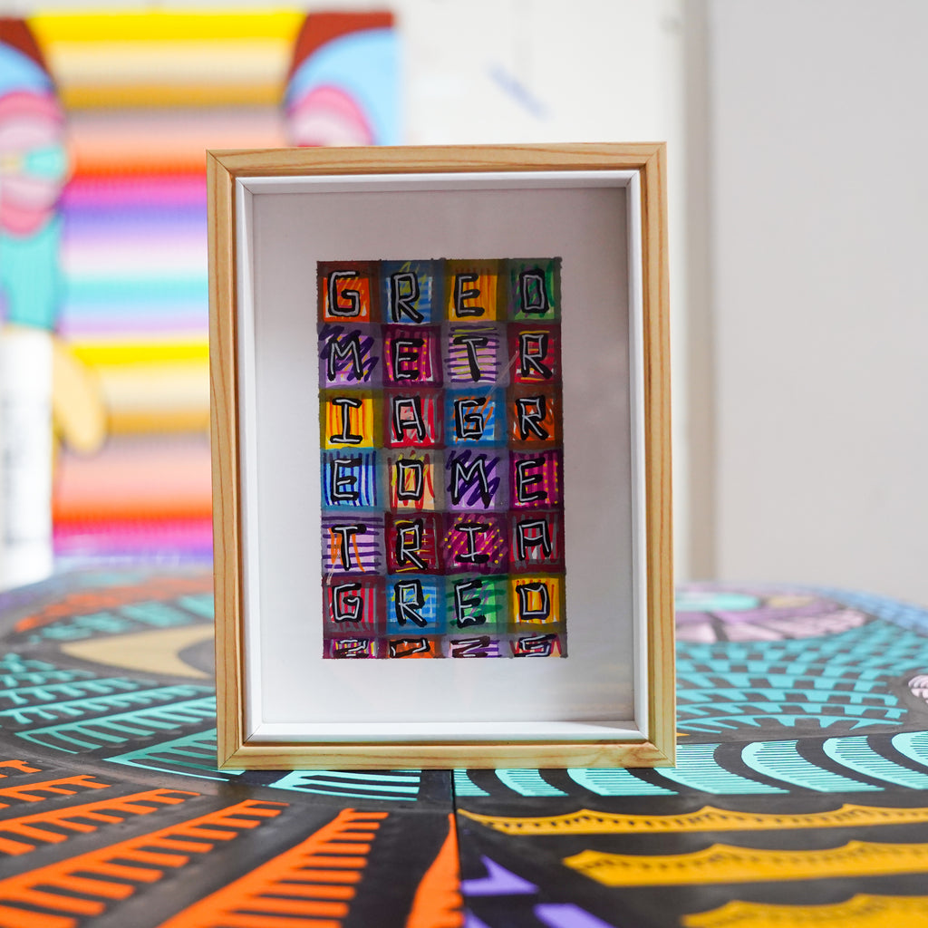 "GREO METR IAGR" - Framed MX Original Painting