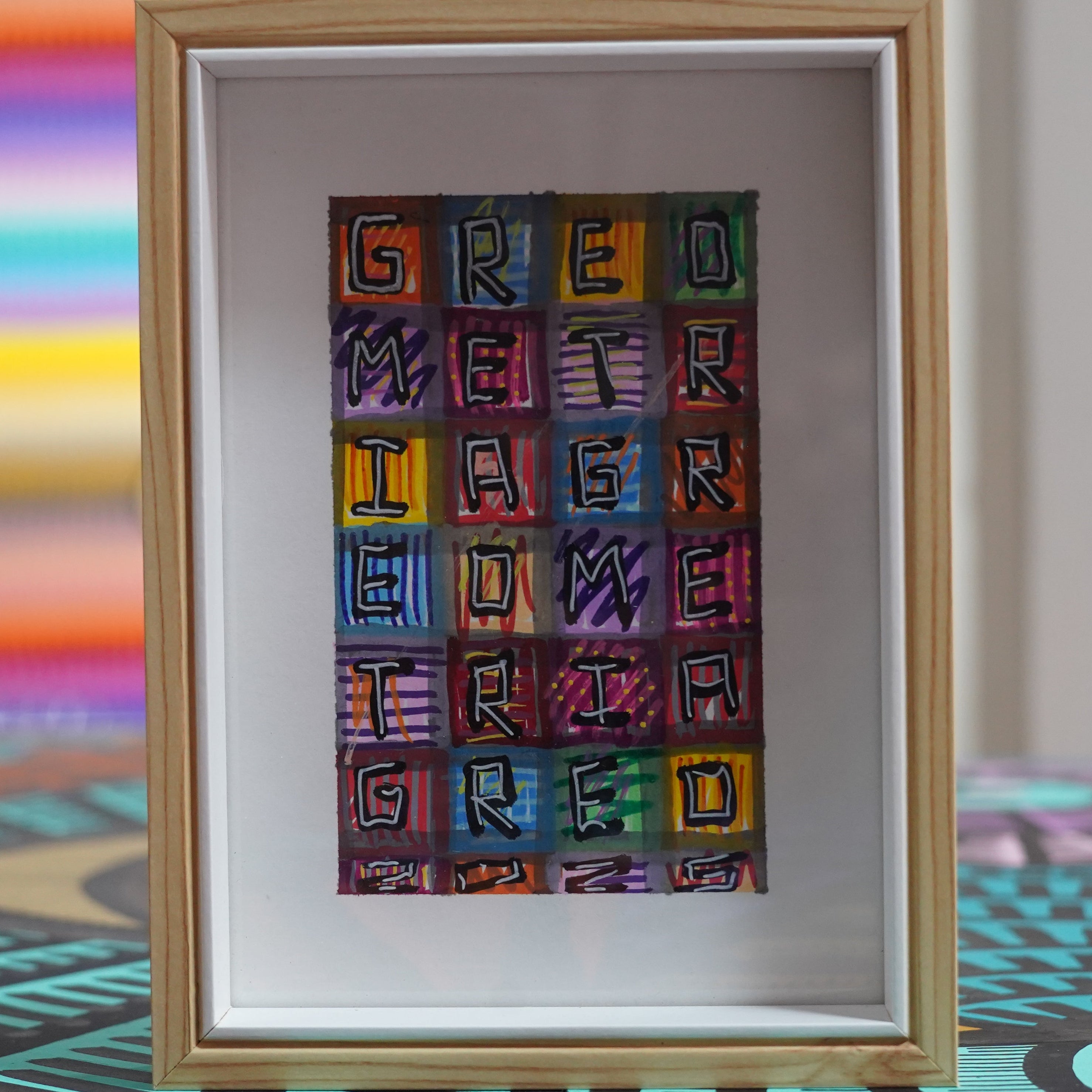 "GREO METR IAGR" - Framed MX Original Painting