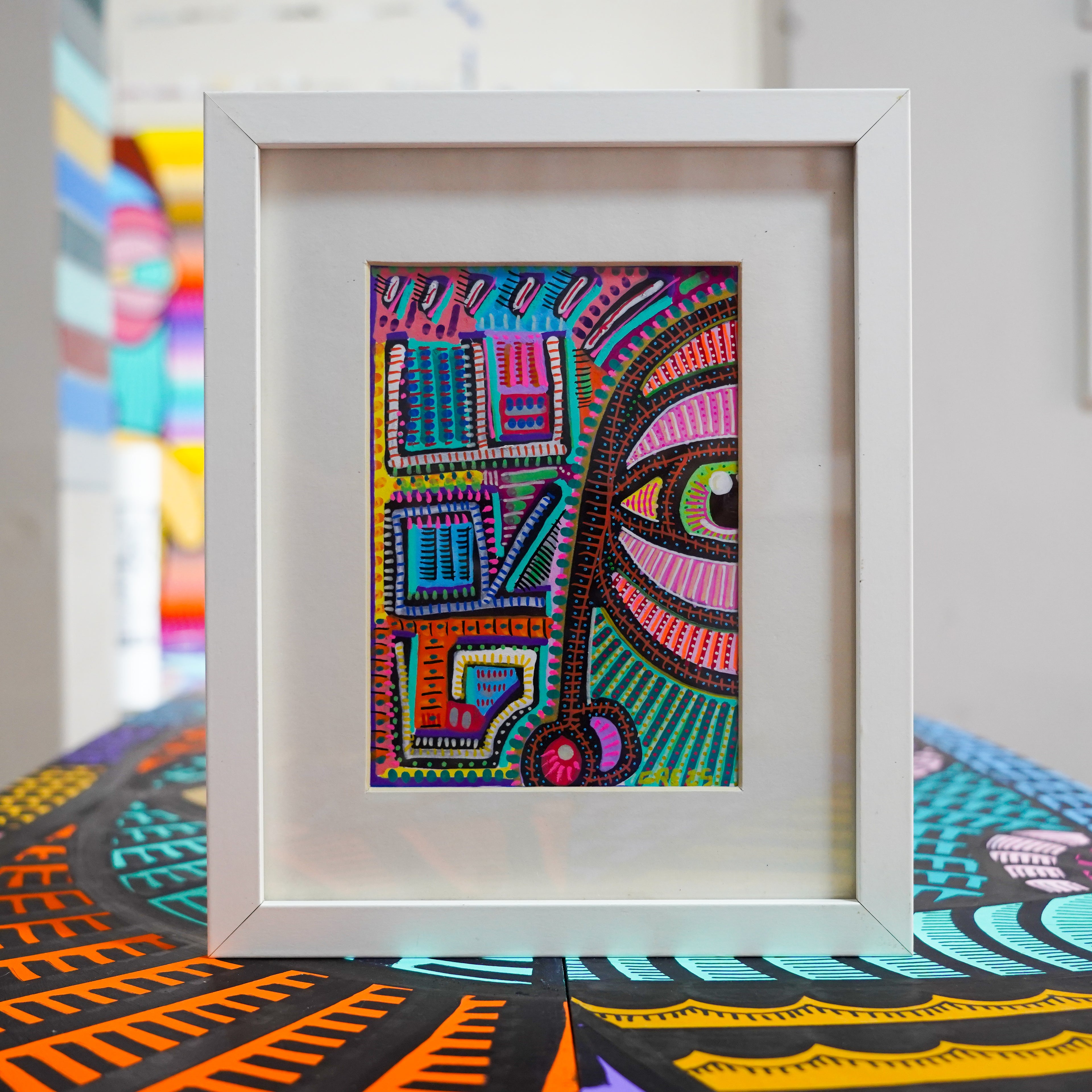 "GRE Medio rostro" - Framed MX Original Painting