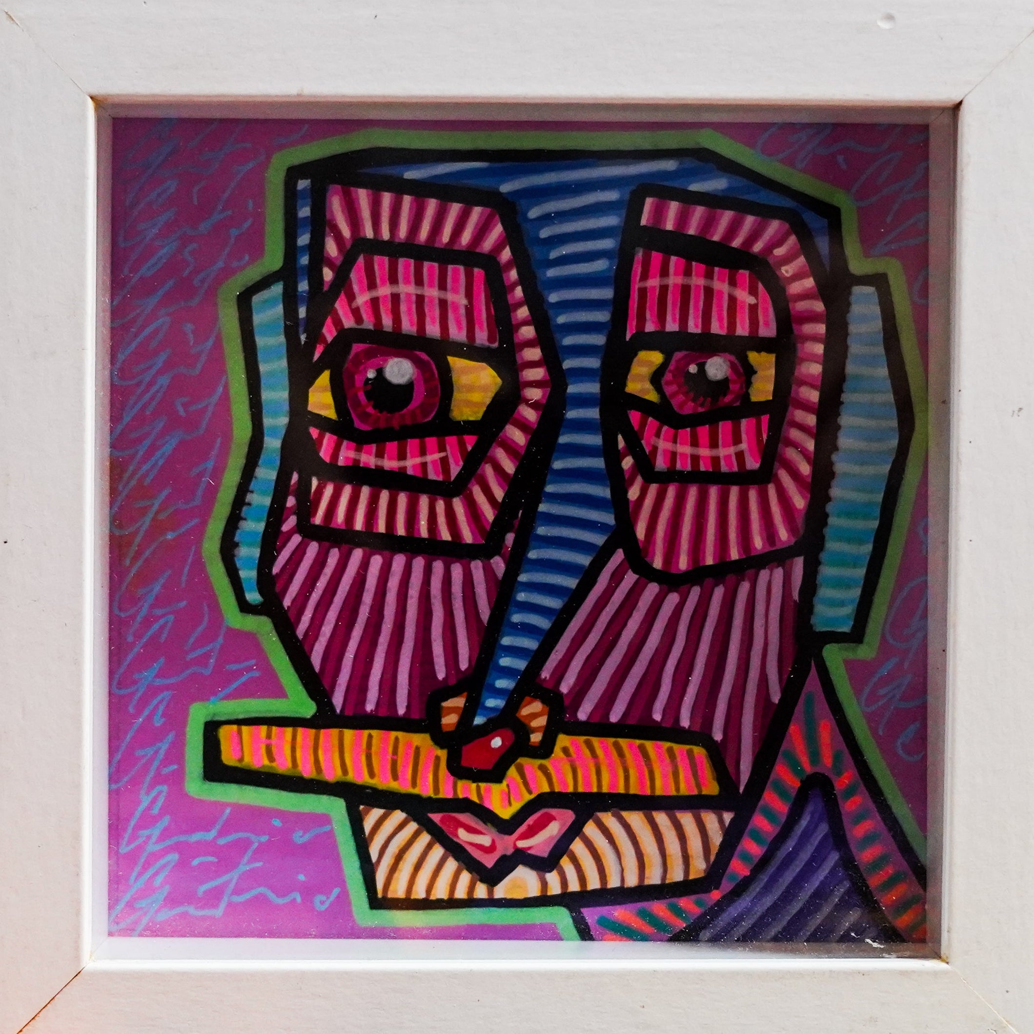 "Rostro multicolor 1" - Framed MX Original Painting