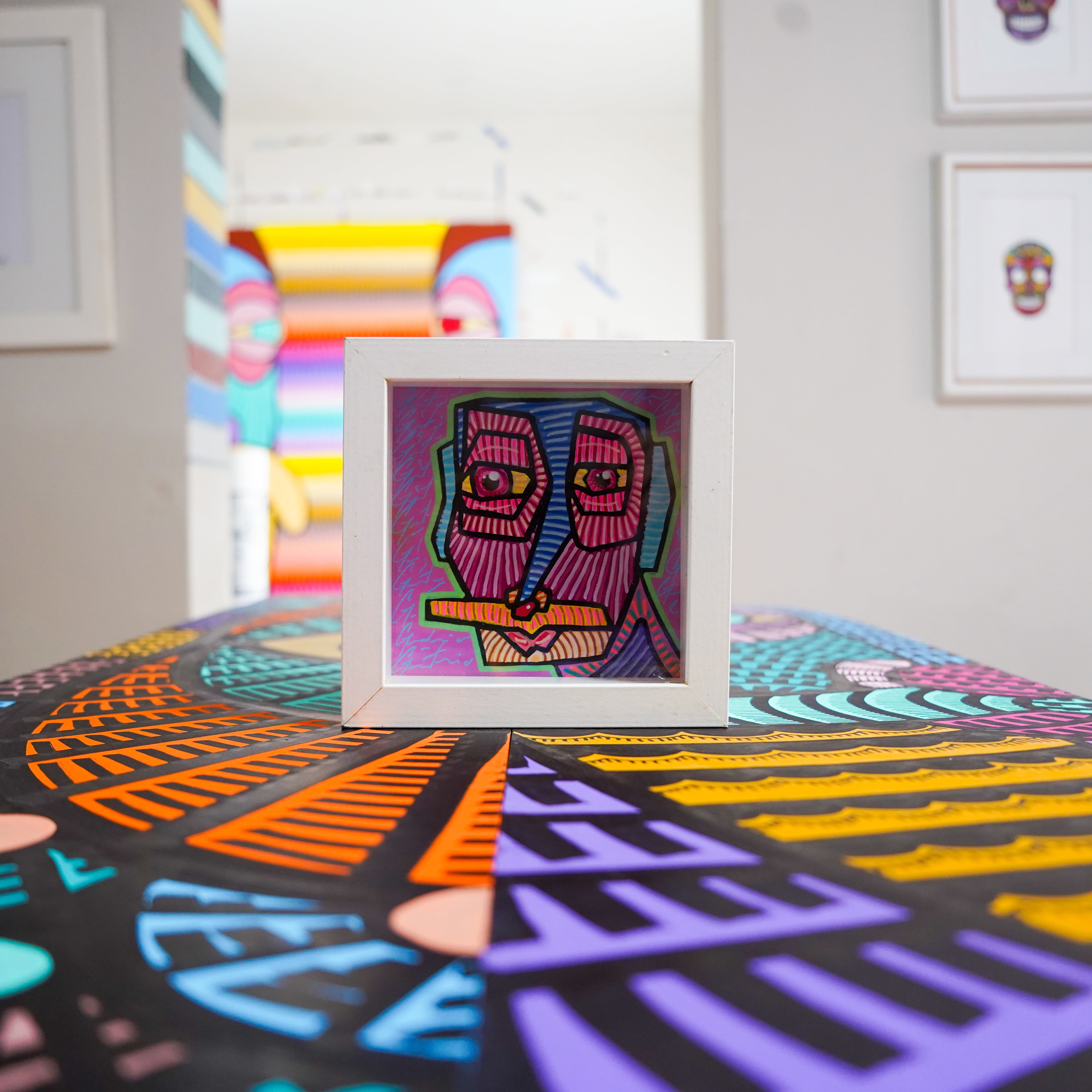 "Rostro multicolor 1" - Framed MX Original Painting