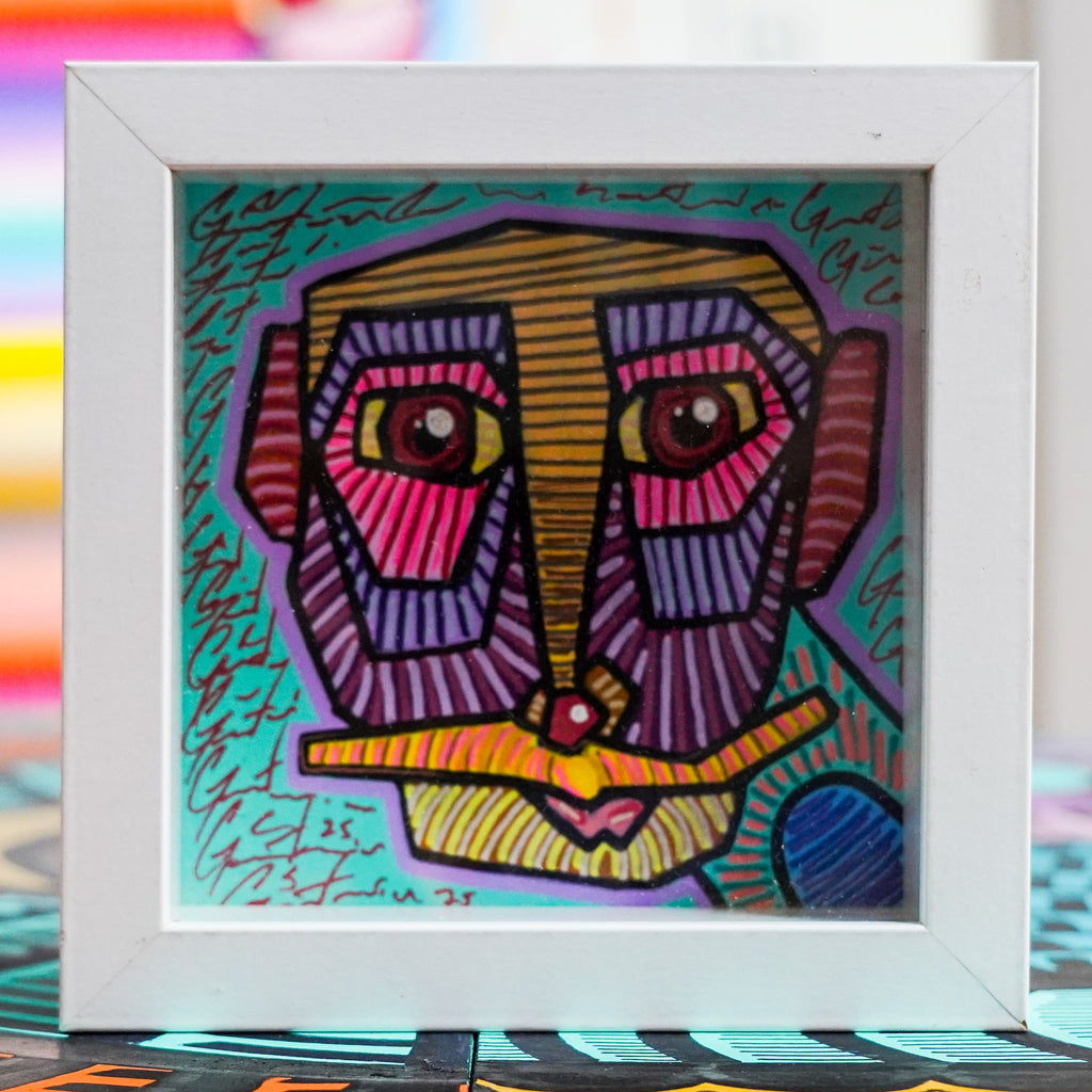 "Rostro multicolor 2" - Framed MX Original Painting