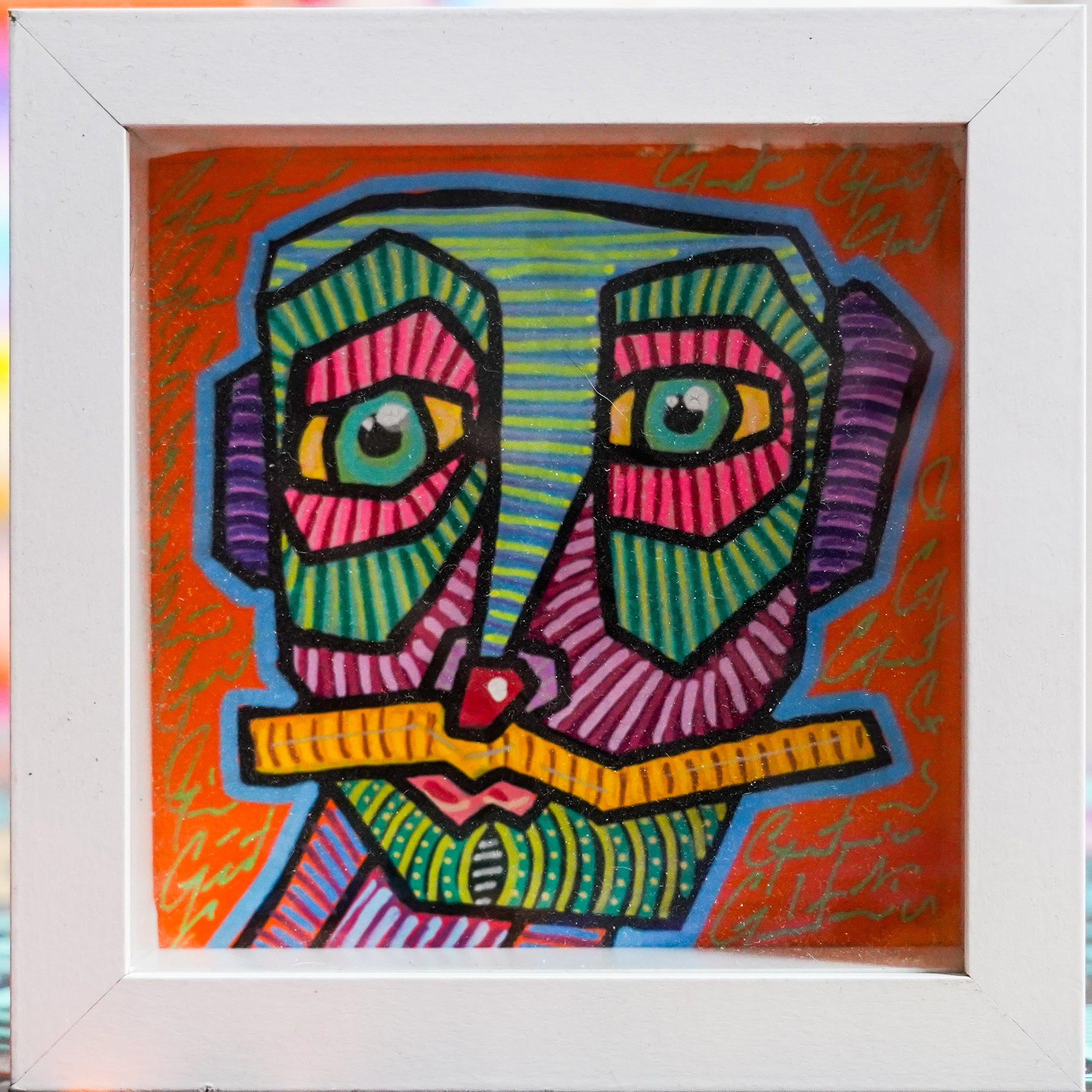 "Rostro multicolor 3" - Framed MX Original Painting