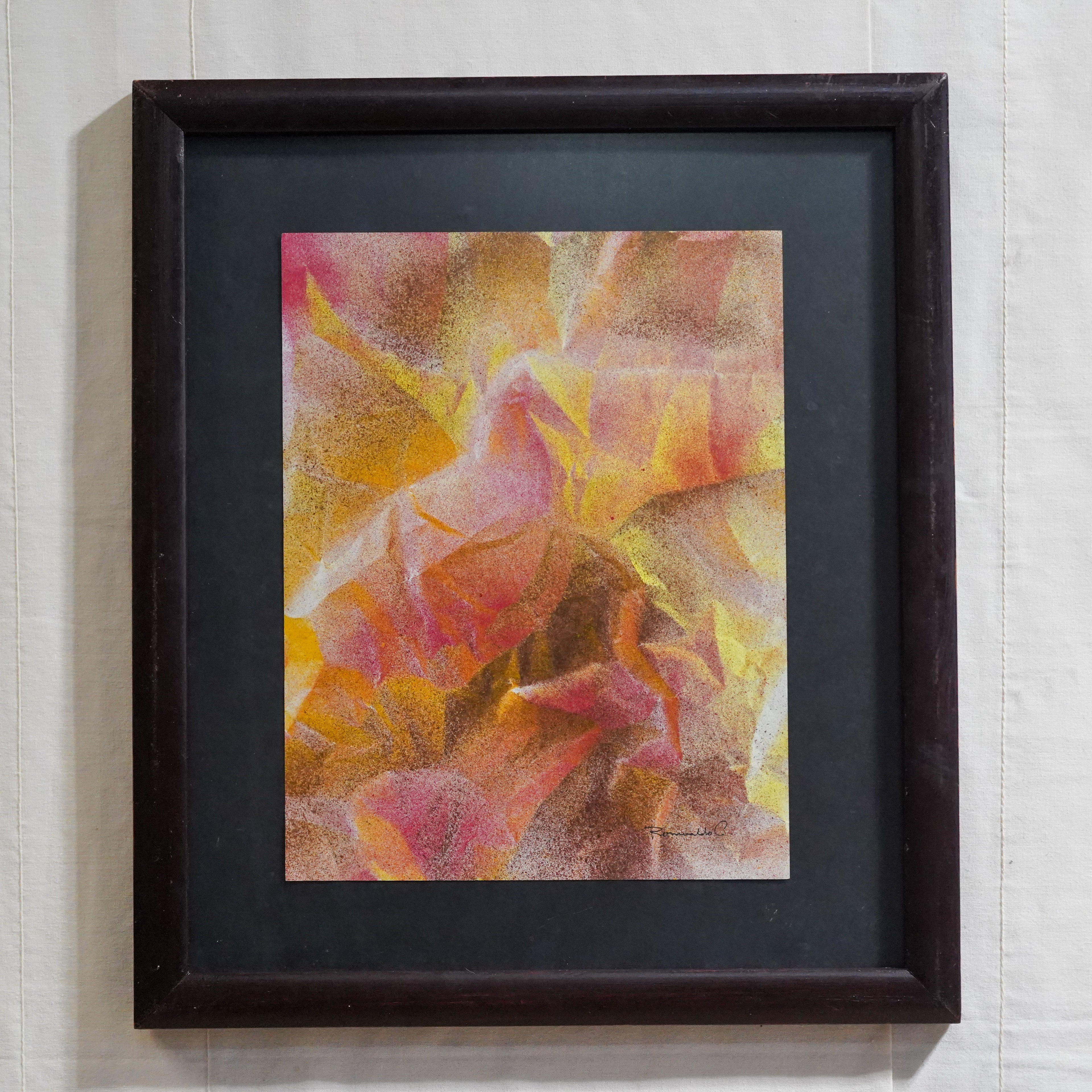 Pintura abstracta aerografo rojo amarillo