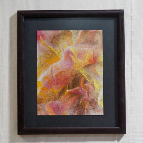 Pintura abstracta aerografo rojo amarillo