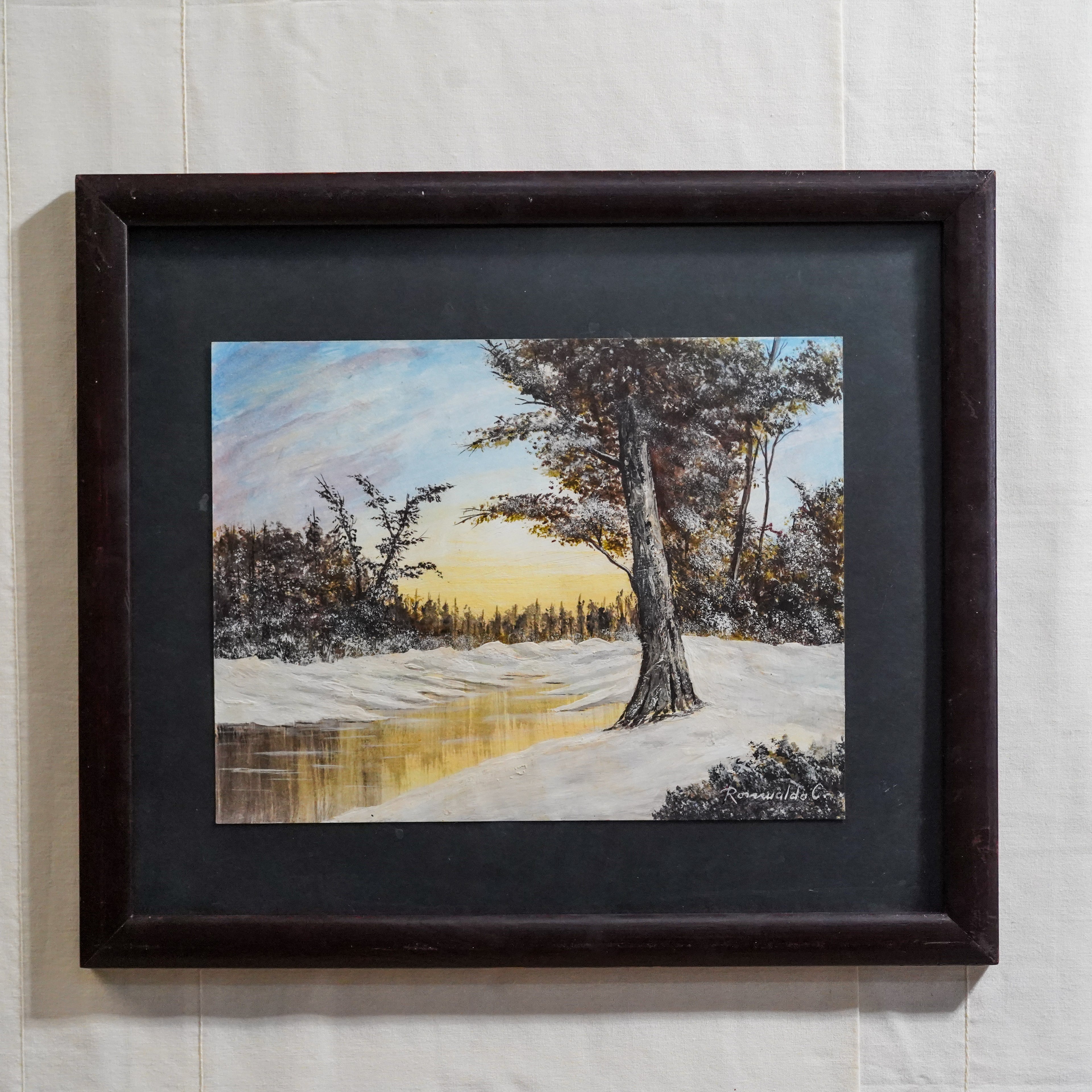 Pintura de paisaje invernal