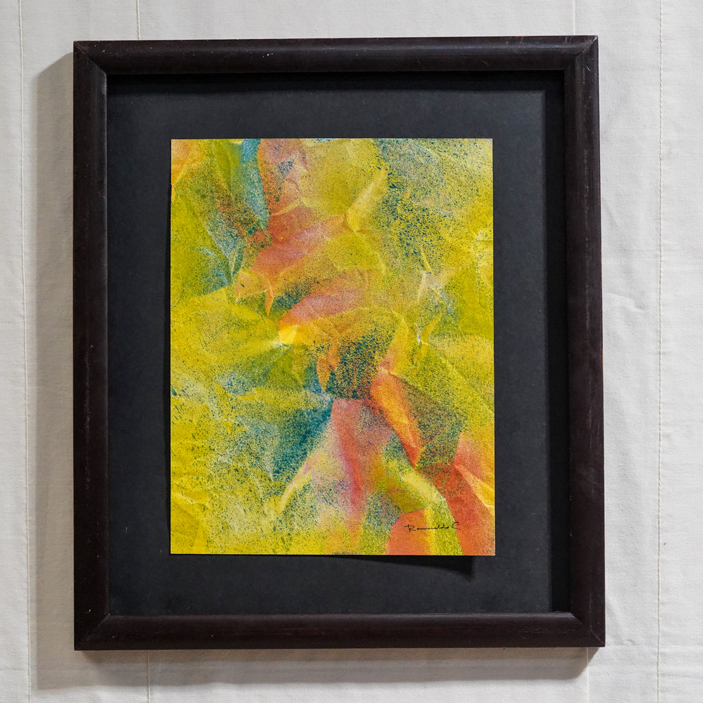 Pintura abstracta aerografo amarillo