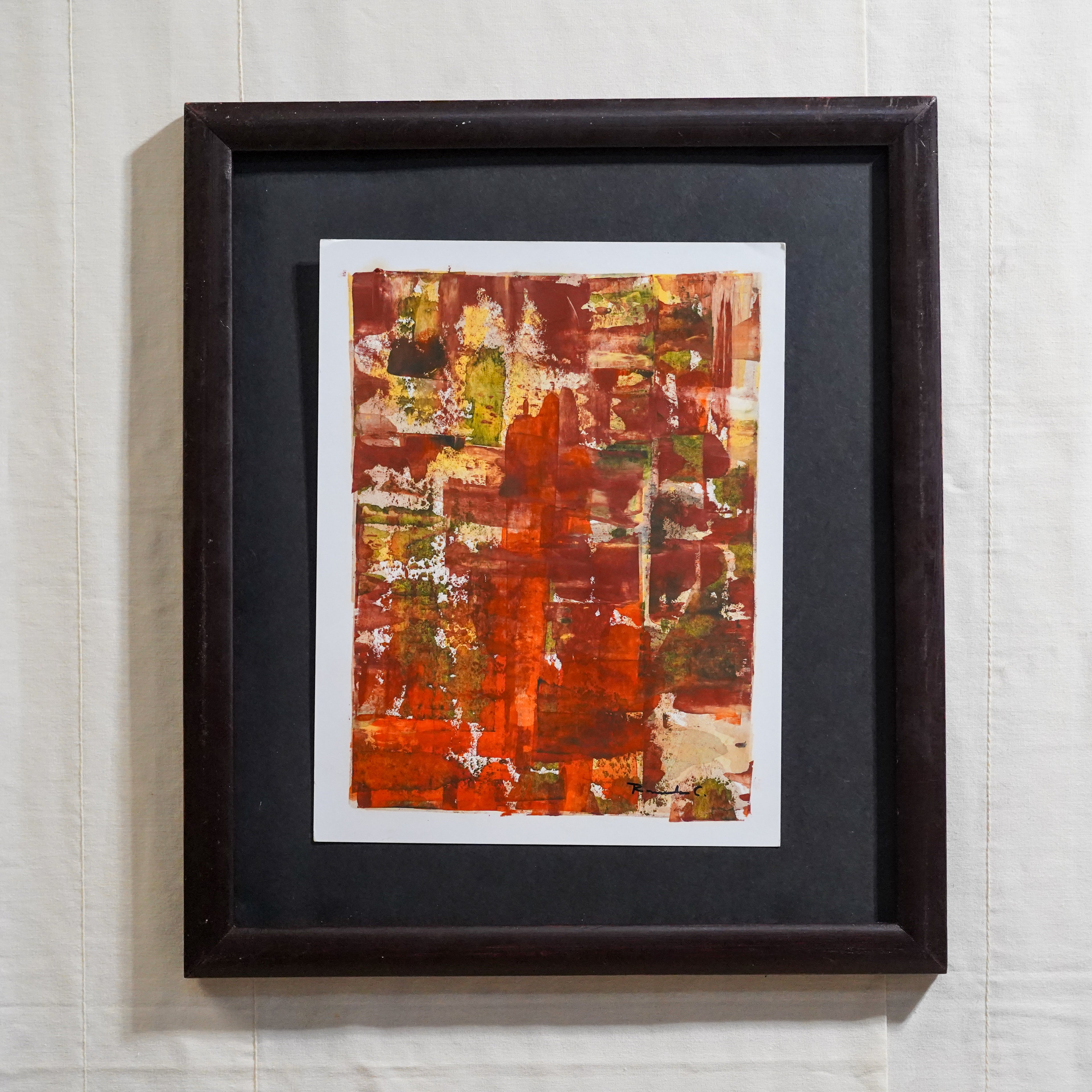 Pintura abstracta geométrica roja