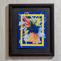 Pintura abstracta geometrica azul y amarillo 