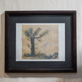 Pintura paisaje abstracto arbol y montaña