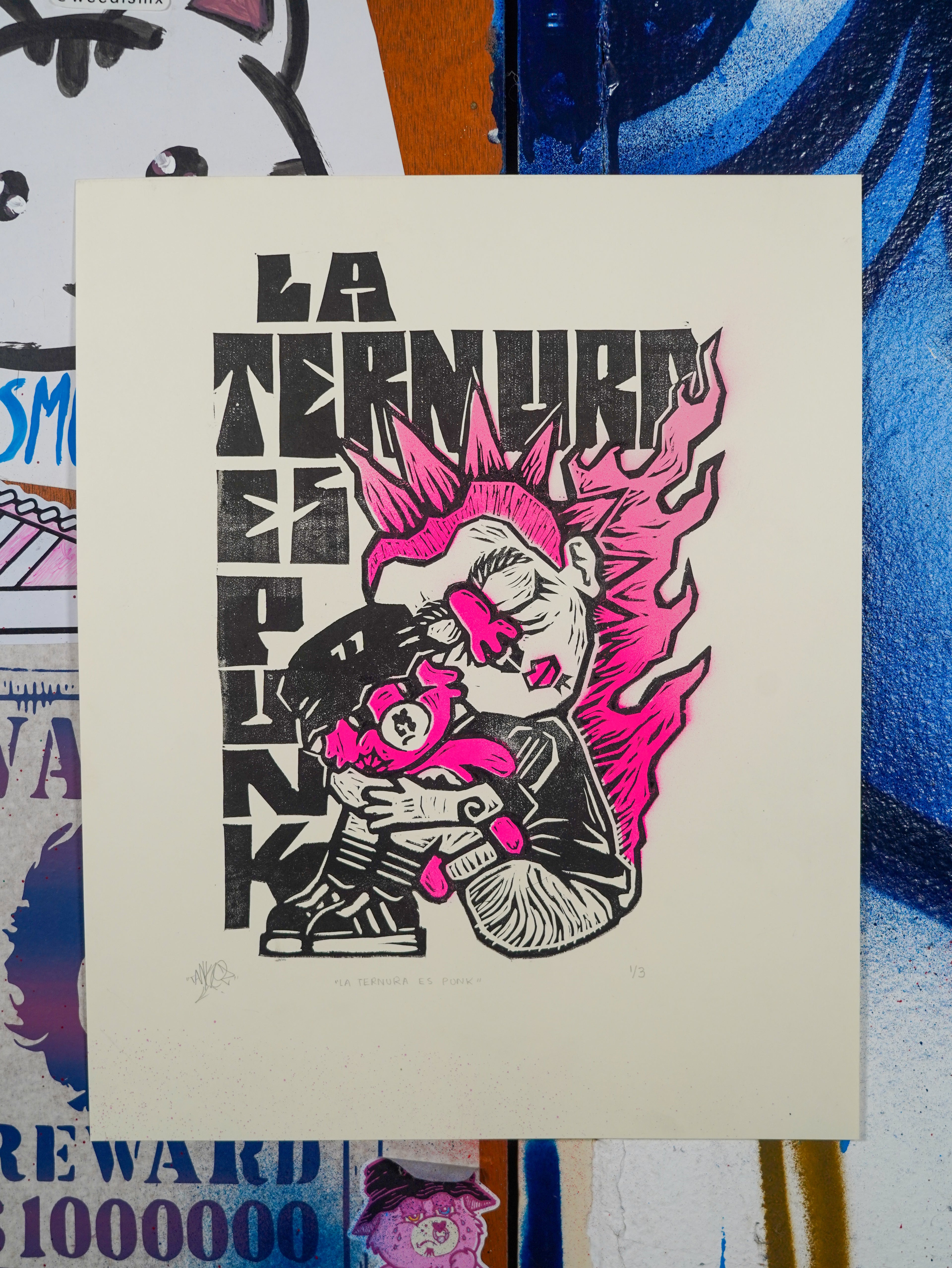 "La ternura es punk" - MX Original Linocut (1/3)